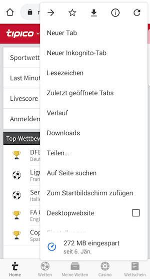 Die Vorteile der Tipico Desktop Version auf einen Blick.